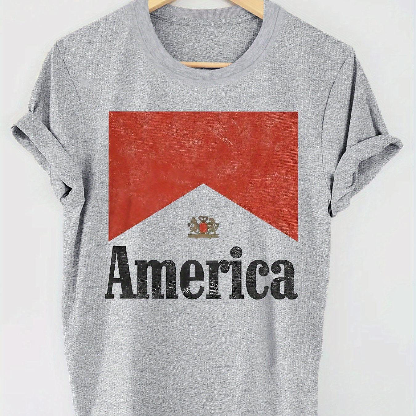 

America Letter & Graphic Print T-shirt, Short Sleeve Crew Neck Casual Top For Summer & Spring, Women's Clothing