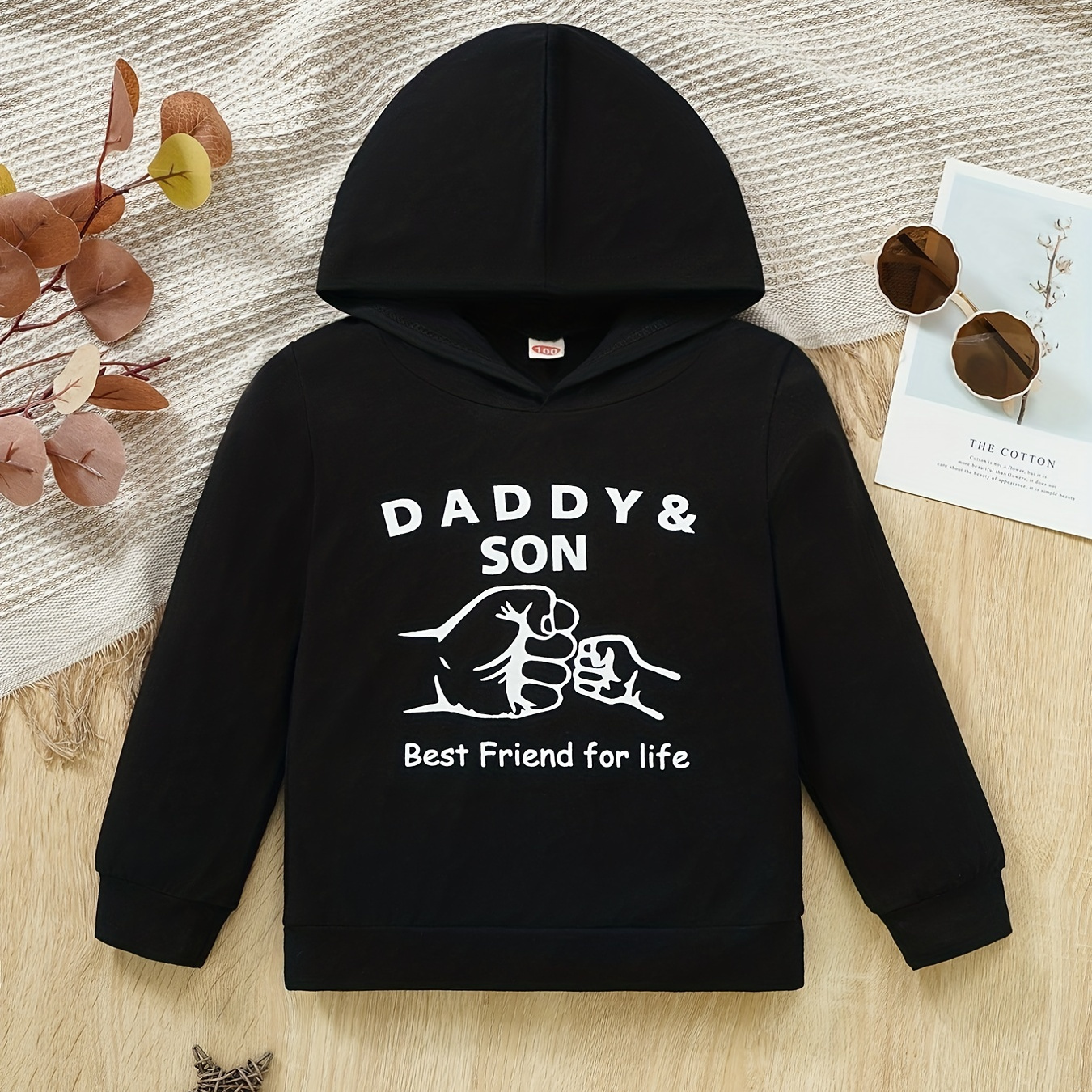

Boys "daddy & Son, Best Friend For Life" Hooded Sweatshirt For Spring Autumn Kids Clothes