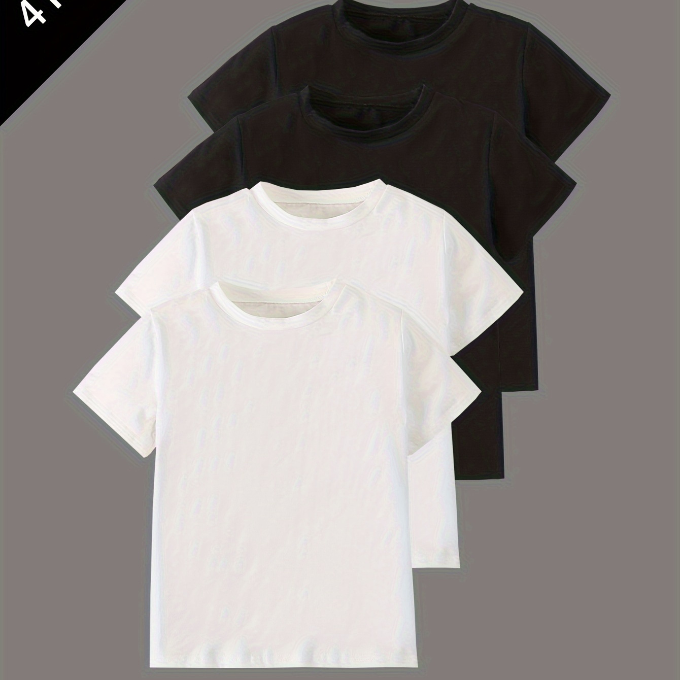 

4pcs Solid Color Short Sleeve T-shirts For Boys - Cool, Lightweight And Comfy Summer Clothes!
