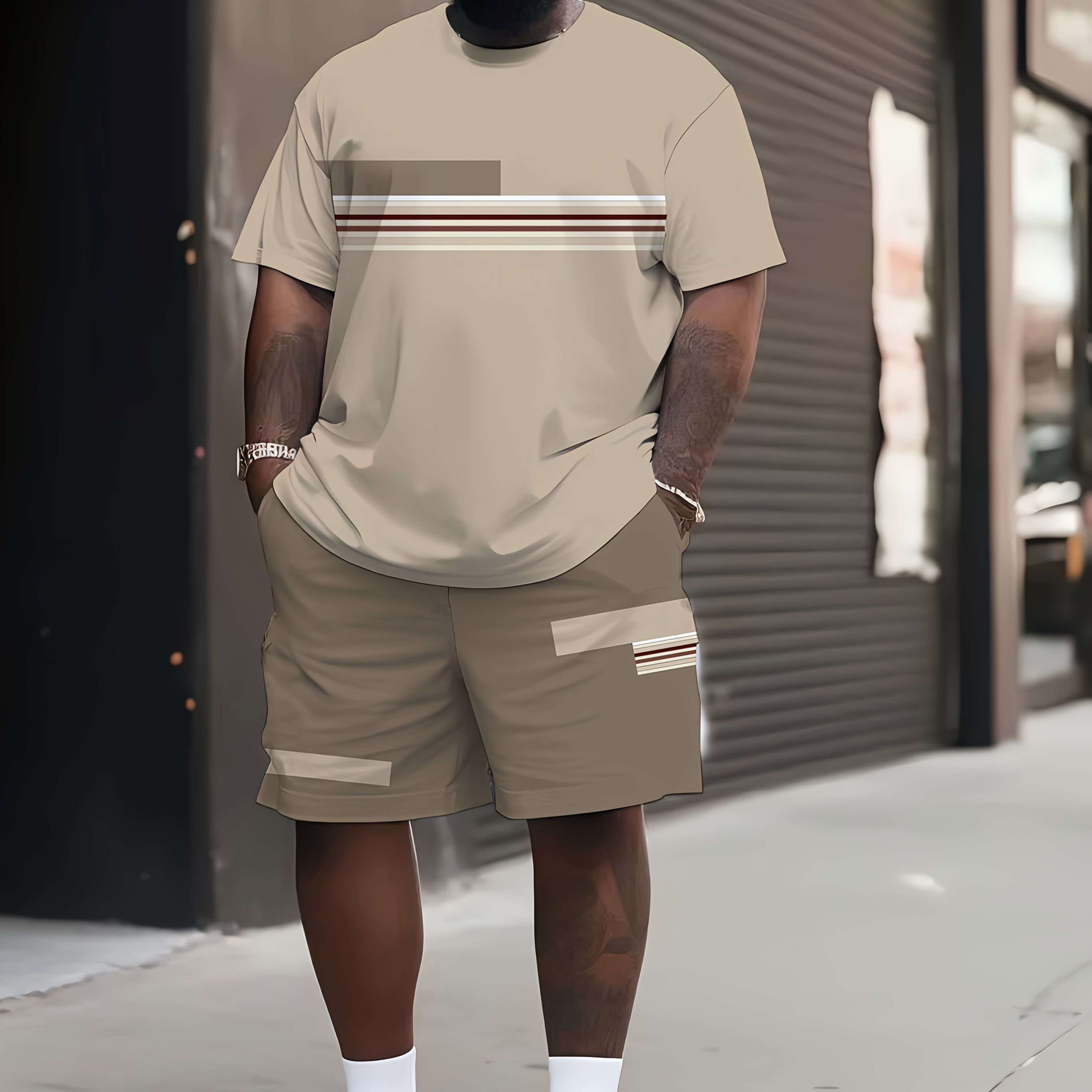 

3d Printed Clothing Set, Men's Short Sleeve T-shirt And Fashion Shorts Set, Plus Size