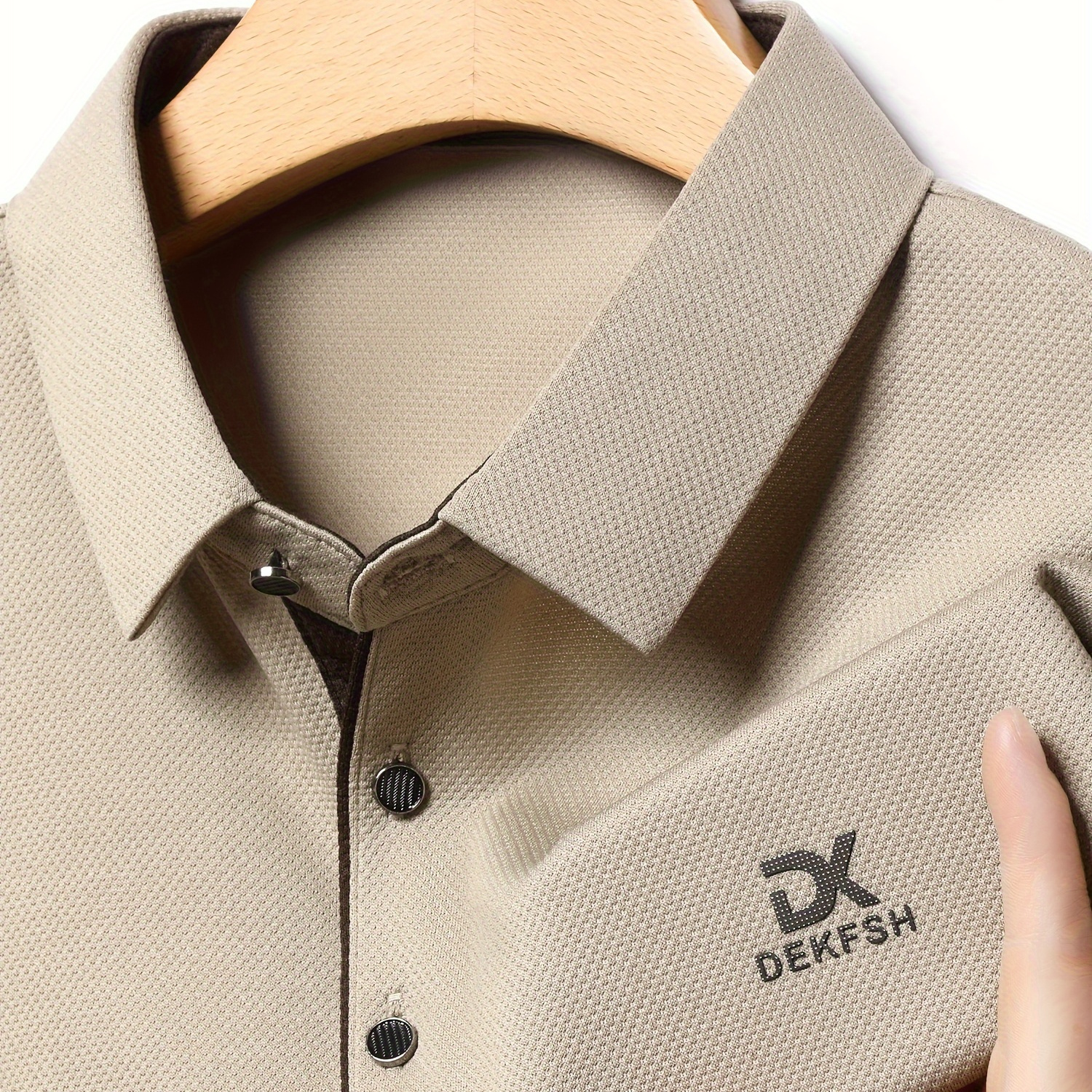 

[elegant] Men's Breathable Shirt With Letter Print - Casual Golf & Outdoor Wear, Polyester, Button-up Collar, Regular Fit, Spring/fall, Golf Shirt