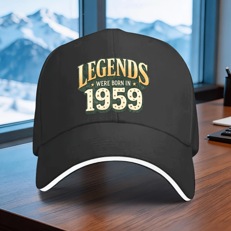 TEMU 1 Adjustable Sandwich Cap With " Born In 1959" Printed Pattern, Unisex Outdoor Sports Style, An Ideal Gift For Anniversaries, , And Vintage