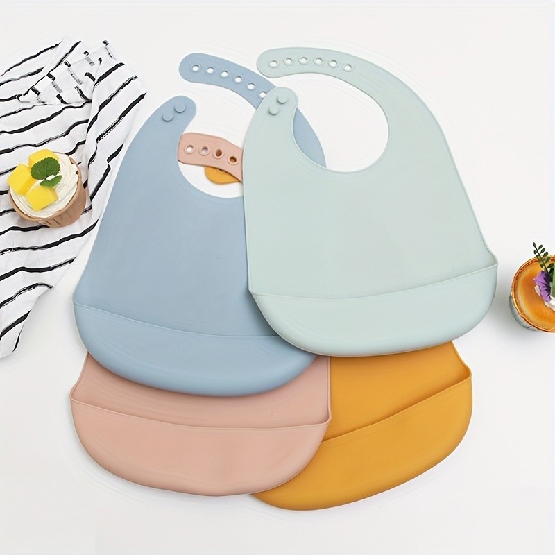 

3pcs Unisex Colors Food Grade Silicone Baby Bibs