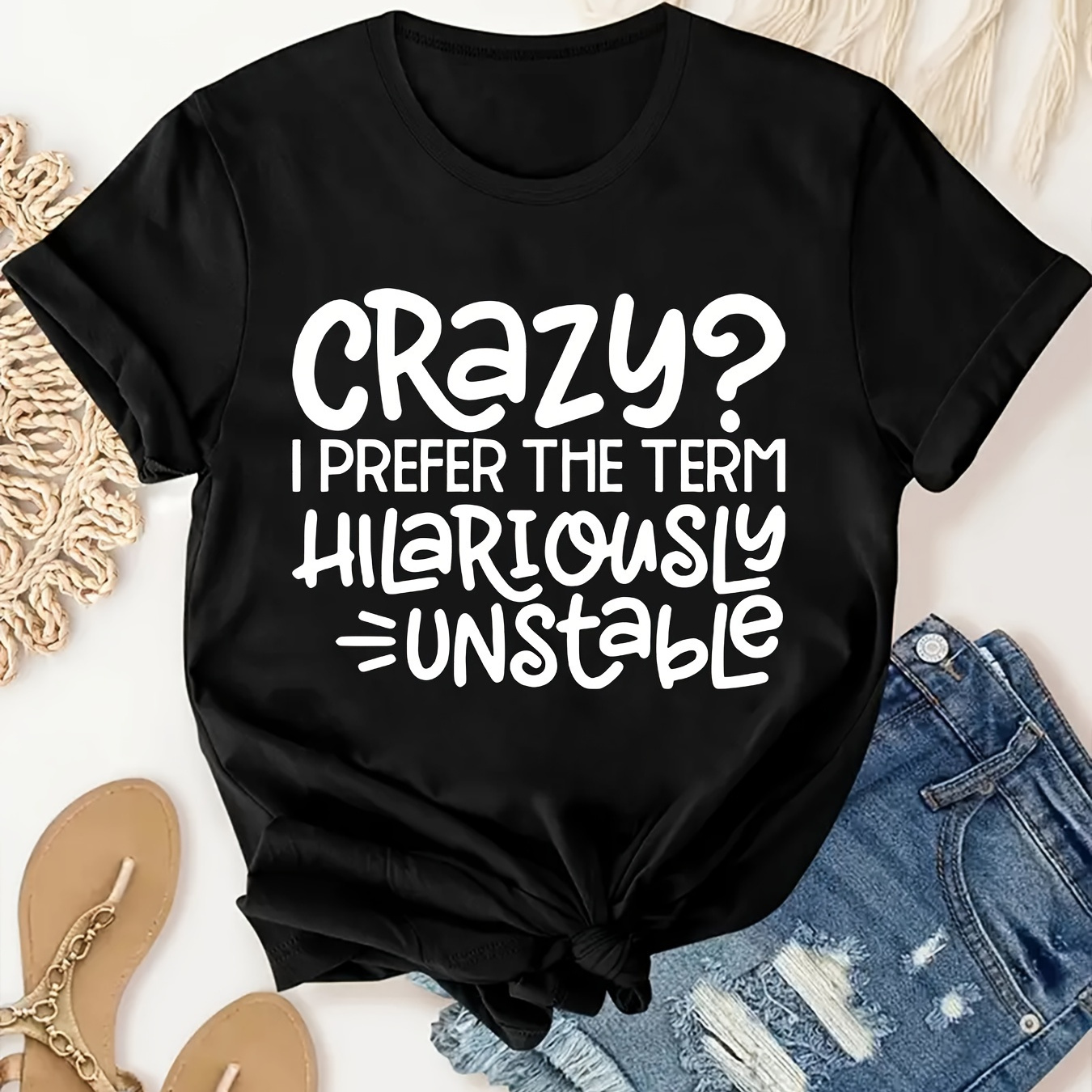 

Plus Size Crazy Print T-shirt, Casual Short Sleeve Crew Neck Top For Spring & Summer, Women's Plus Size Clothing