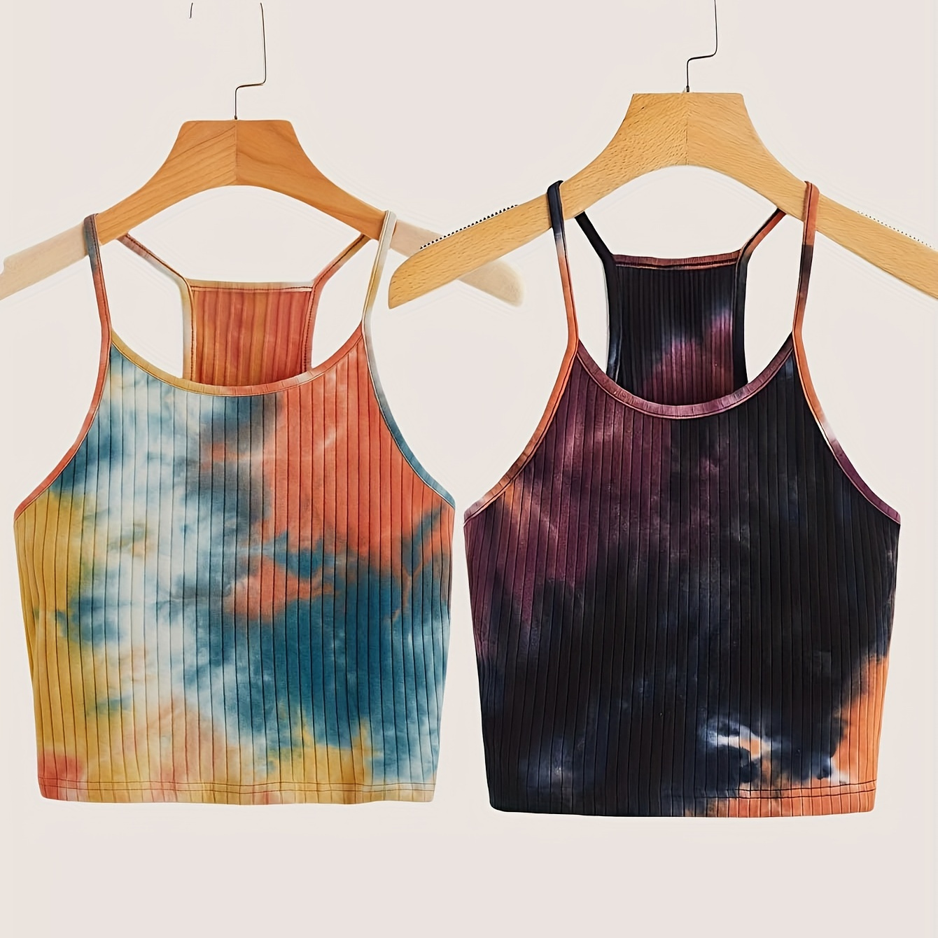 

2 Packs Print Spaghetti Strap Top, Casual Sleeveless Cami Top For Summer, Women's Clothing