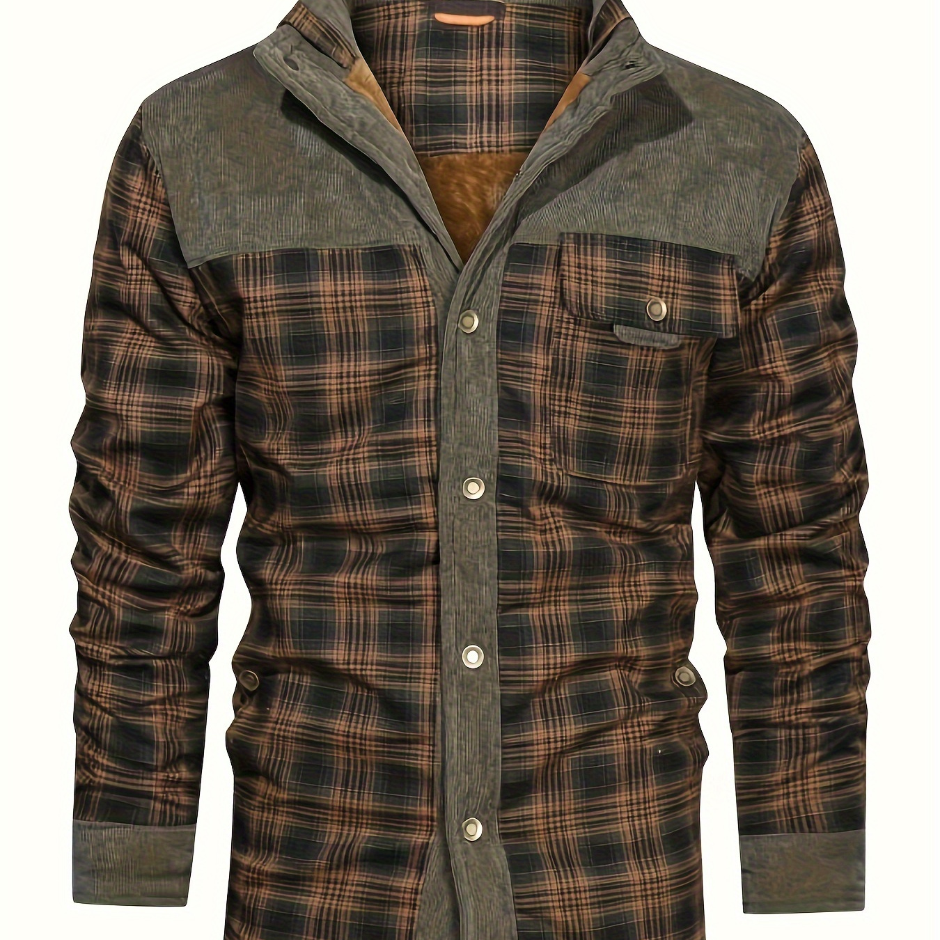 

Men's Casual Retro Plaid Fleece Lined Shirt Coat For Fall Winter