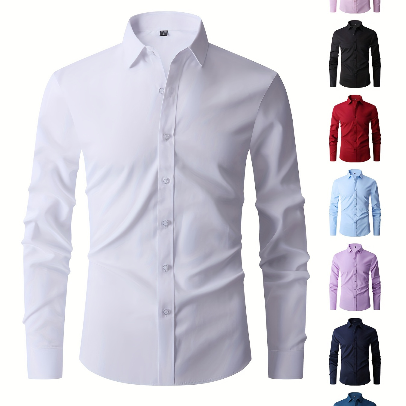 

Chemise À Manches Longues Unie Classique Pour Homme, Parfaite Pour Les Affaires Et Les Mariages, Idéale Comme Cadeau Pour Les Hommes