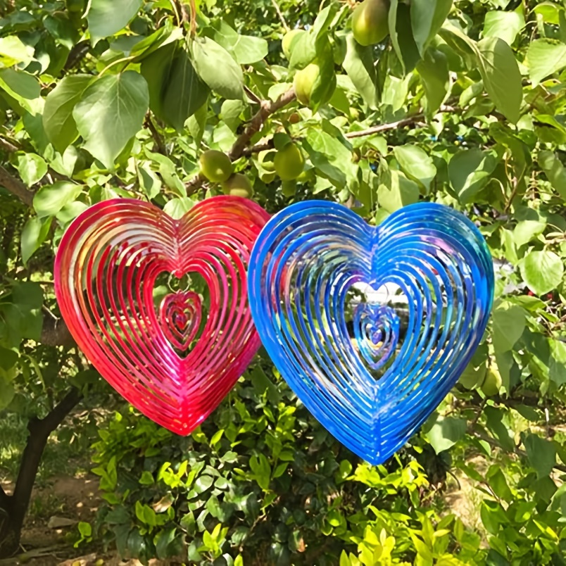 

Heart-shaped Wind Spinner - Add Color & Charm To Your Garden With This Multifunctional Bird Repeller!