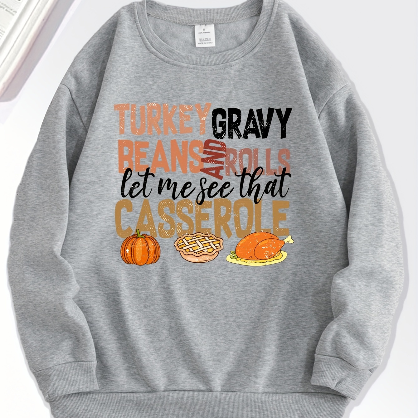 

Cute Thanksgiving Turkey Print Pullover Sweatshirt, Casual Long Sleeve Crew Neck Sweatshirt For Fall & Winter, Women's Clothing