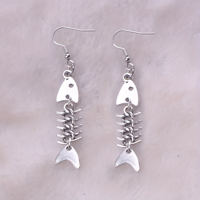 Creative Fishhook Design Hook Earrings Silvery Jewelry Gift - Temu