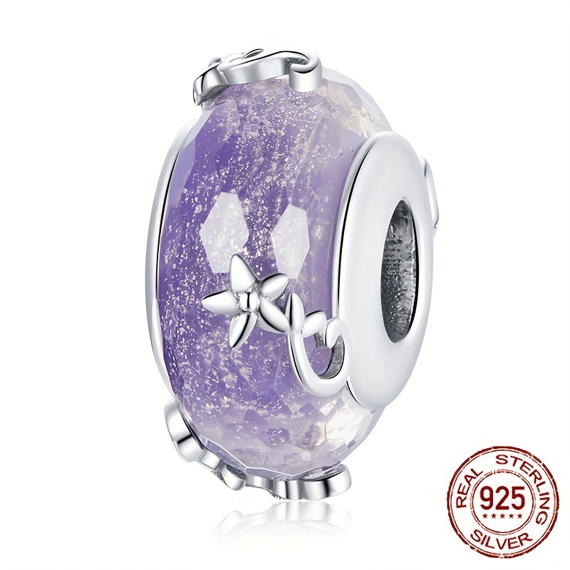 Authentic Pandora Purple Faceted Murano Glass Charm Sterling 