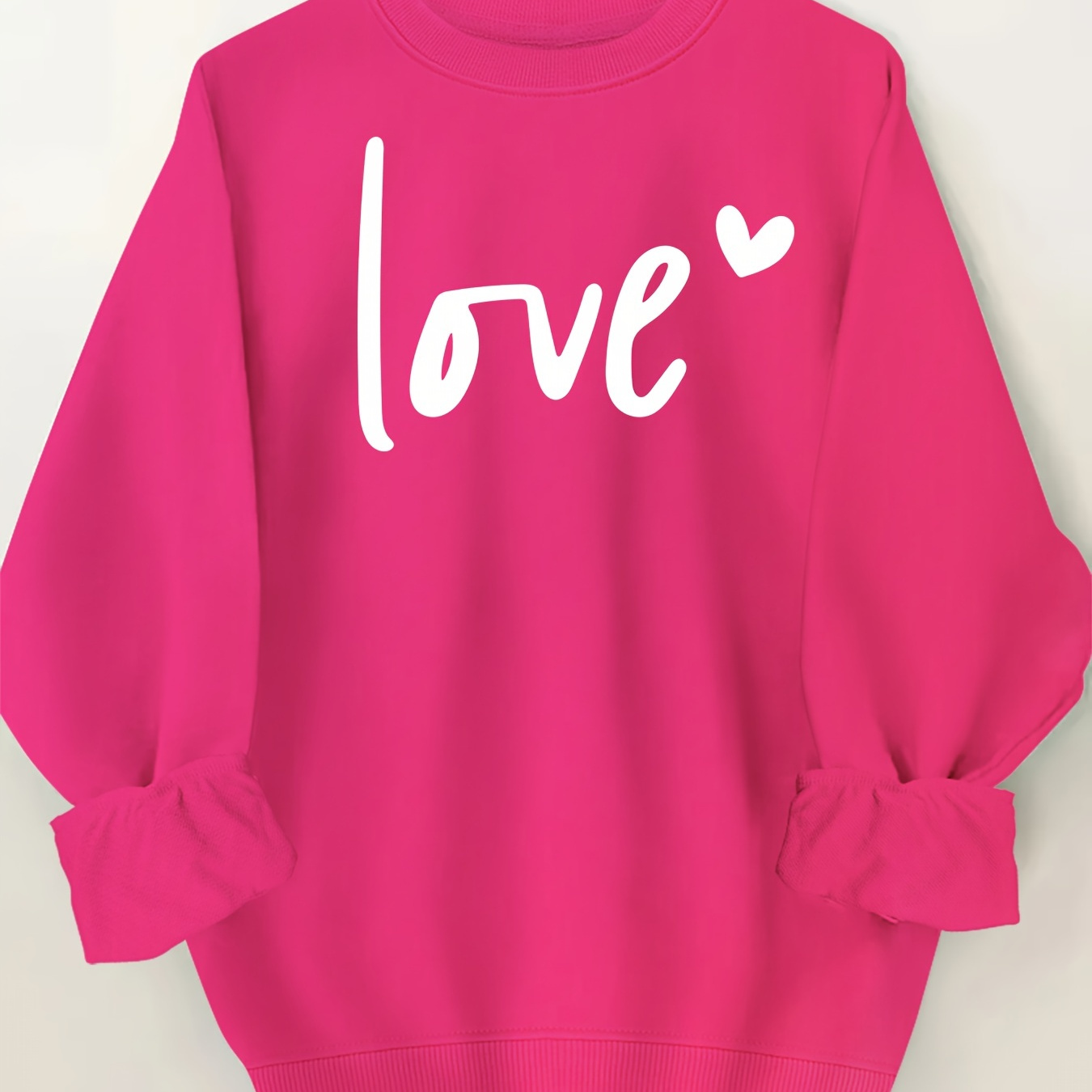 

Plus Size Love Print Sweatshirt, Casual Long Sleeve Crew Neck Sweatshirt, Women's Plus Size Clothing