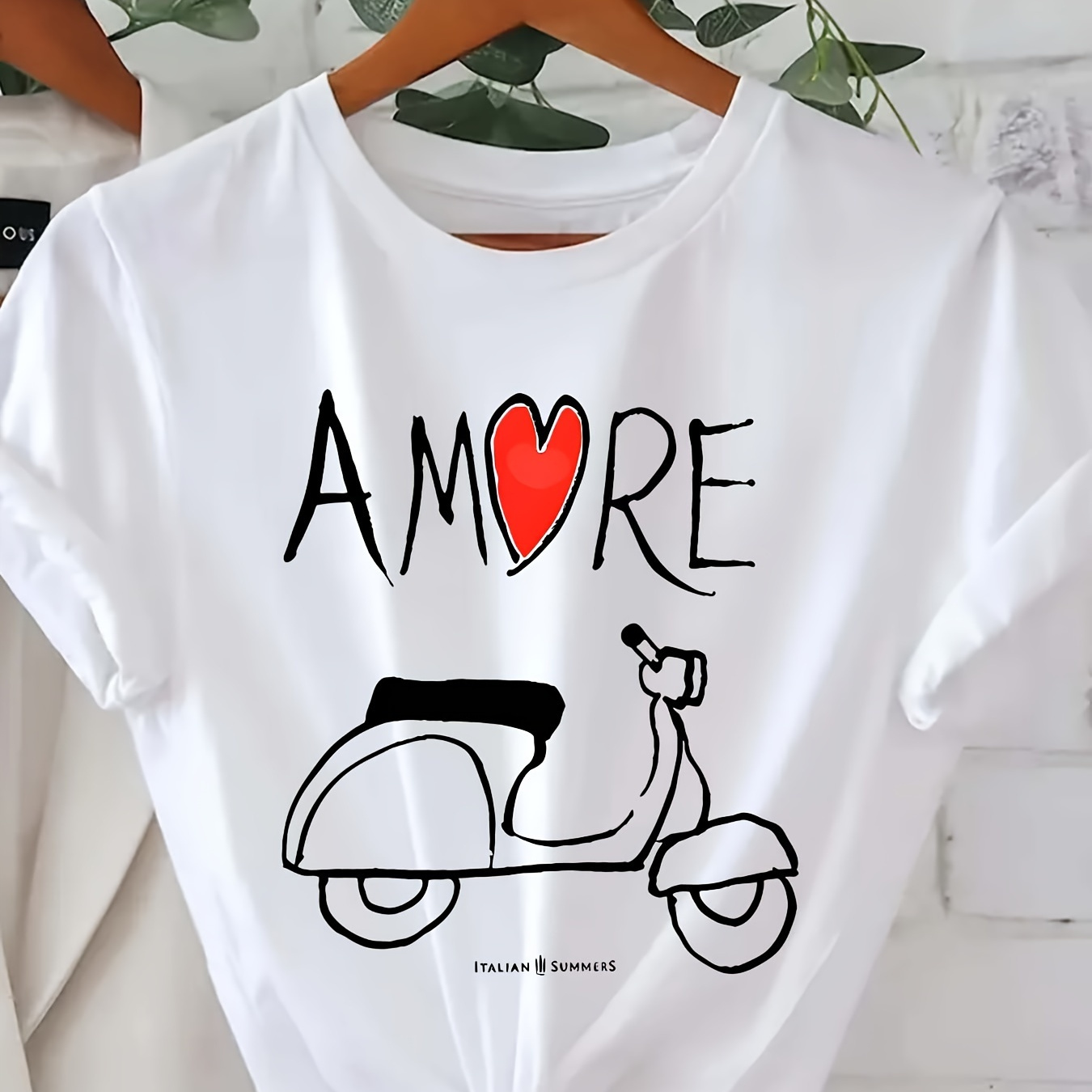 

T-shirt Amore pour Femme - Col Rond Décontracté à Manches Courtes, Mélange de Polyester Respirant, Lavable en Machine