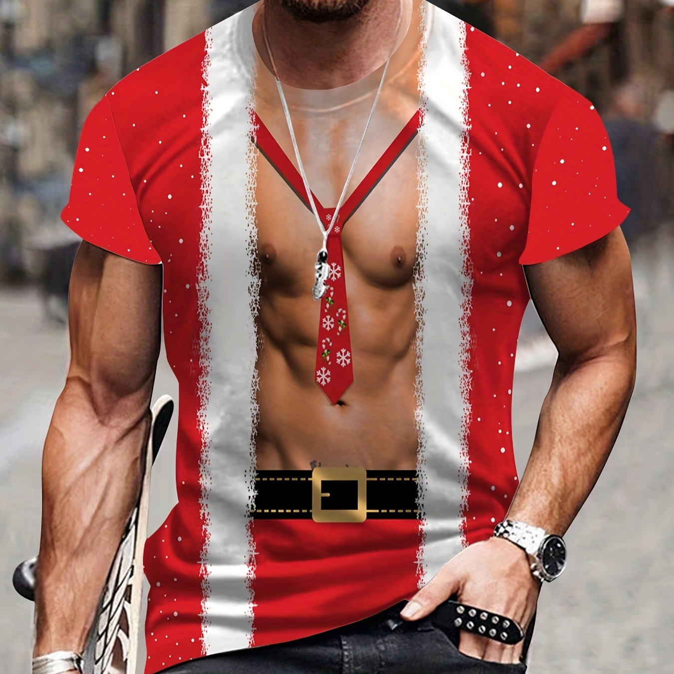 Christmas Costume 3d T-shirt Womens/mens Sexy Chest Muscle Bra