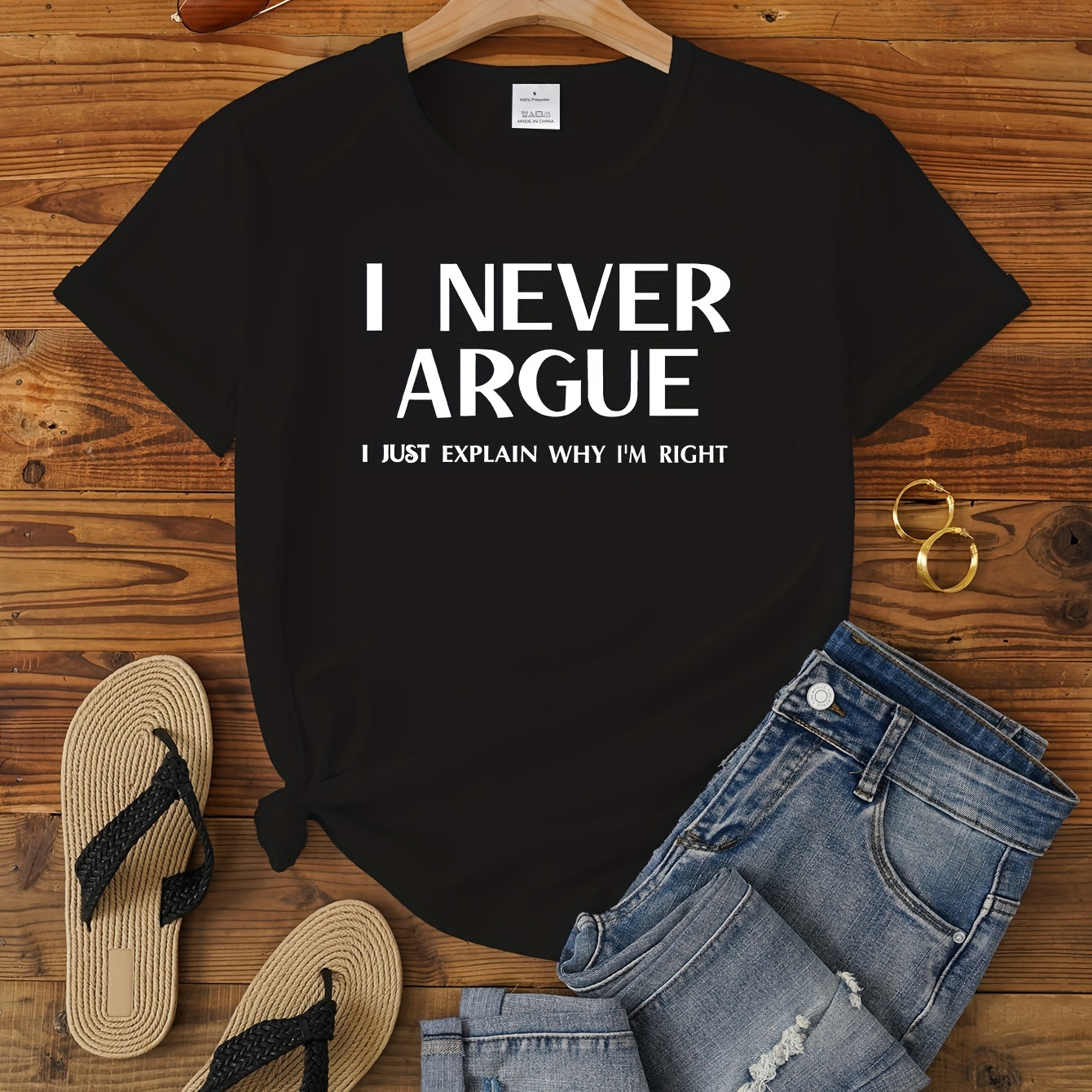 

Funny Slogan Print Summer T-shirt, Casual Short Sleeve Crew Neck Top, Women's Clothing