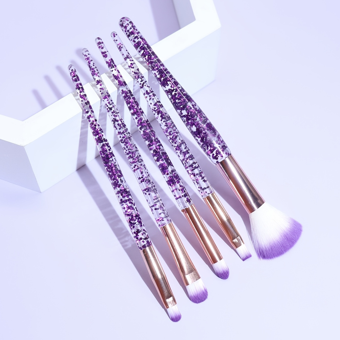 

5pcs Purple Glitter Makeup Brushes, Professional Eyeshadow Brushes Face Powder Foundation Brush, Gift Set For Her