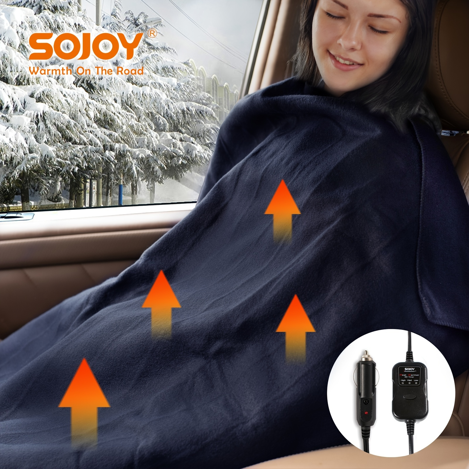 SJC Electric Blanket 60x 40 Portable Heated Travel Blanket with 3 Heating  Setting Fleece Car Blanket,Black&White