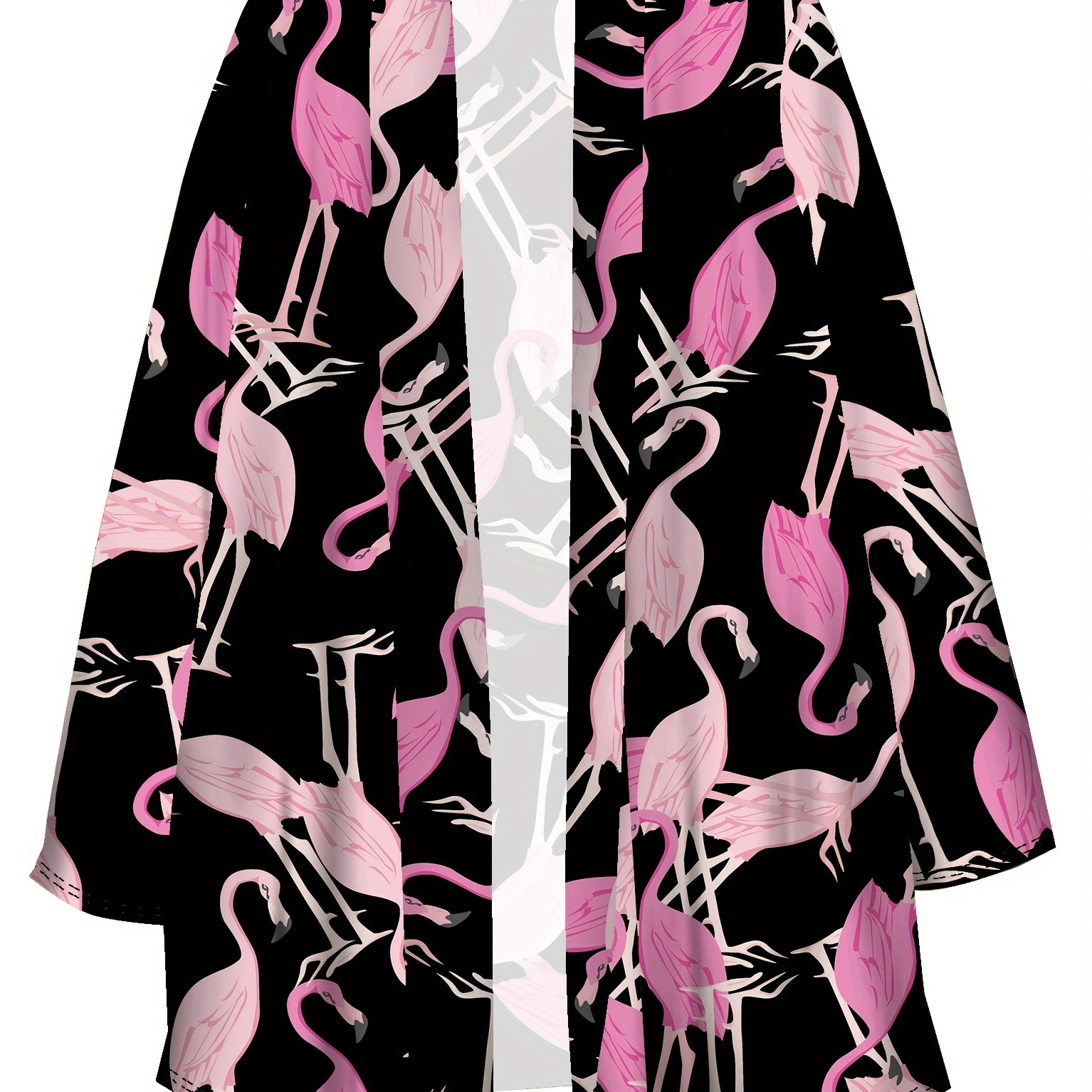 

Women's Plus-size Flamingo Print Long Sleeve Sweater, Casual Knit Fabric Open-front Cardigan, Polyester Fall/winter Top