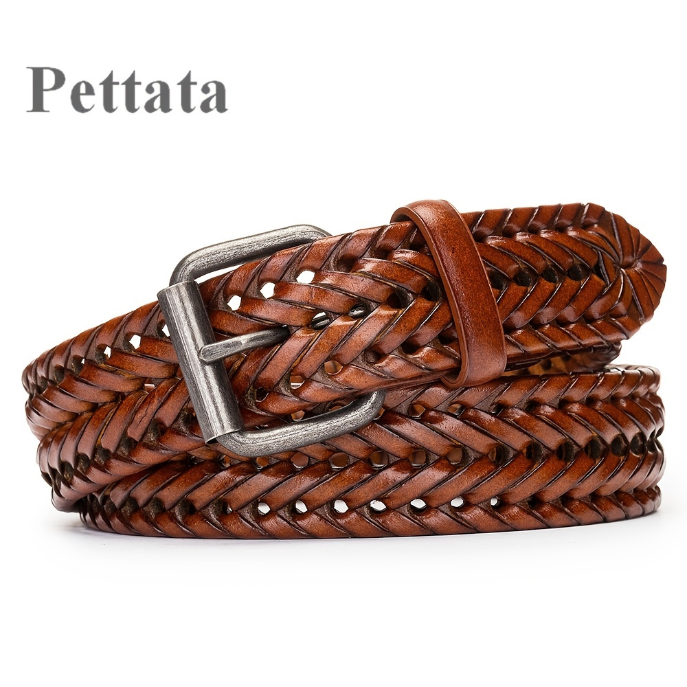 Men's Checkered Pattern Genuine Leather Belt, Alloy Pin Buckle Belt, Men's  Exquisite Father's Day Christmas Gift, With Keychain - Temu