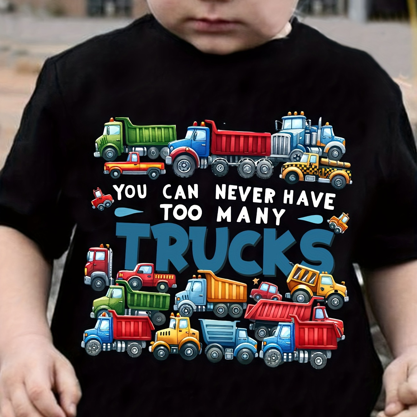

Truck Print Boys Crew Neck Comfy Simple Style T-shirts Casual Sporty Short Sleeves Perfect Top As Gifts For Spring Summer Outdoor Activity