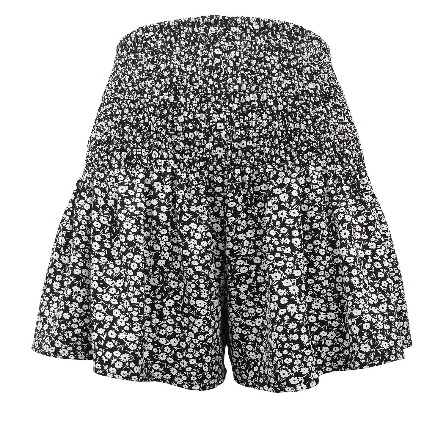

Ditsy Floral Print Shorts, Vacation Shirred Waist Summer Shorts, Women's Clothing
