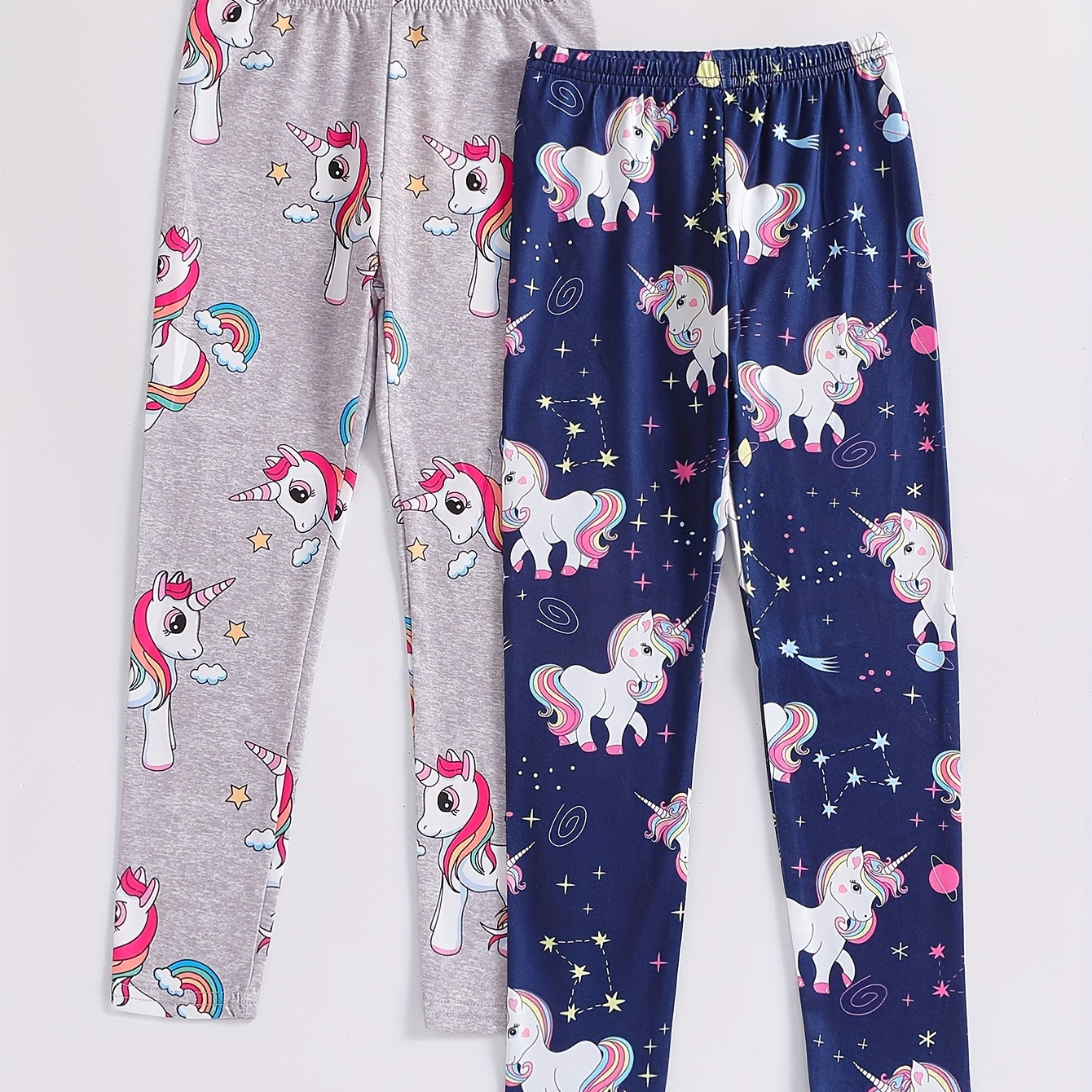

2pcs, Cute Cartoon Unicorn Print Leggings Set Girls Casual Pants For Outdoor