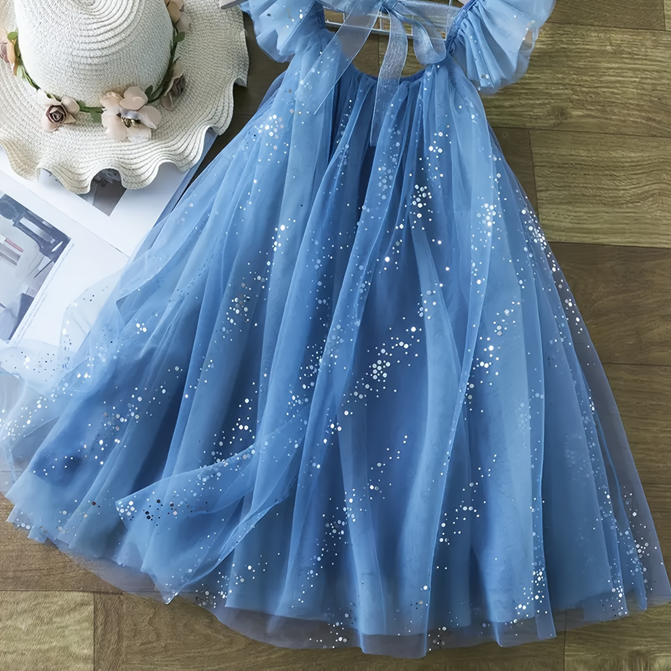 

Dreamy Sequin Tulle Dress Flutter Trim Tutu Dress Mesh Dress For Summer Holiday Party Vacation