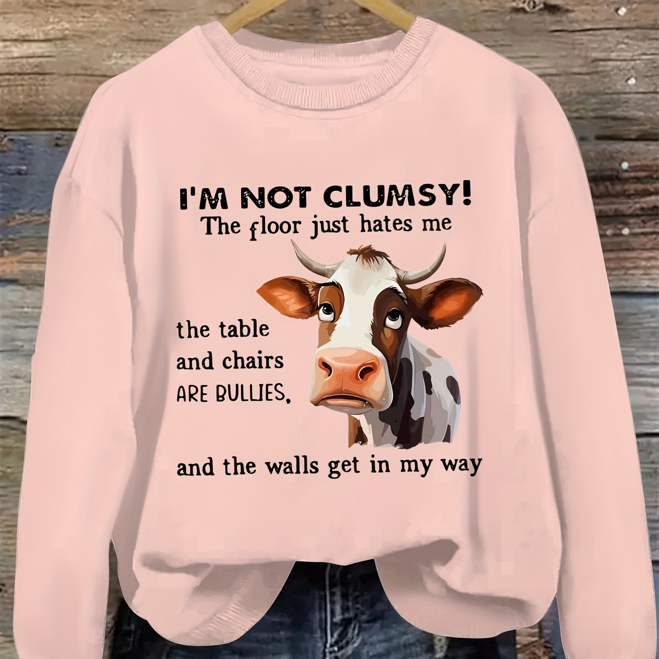 

Plus Size Cow Print Sweatshirt, Casual Long Sleeve Crew Neck Pullover Sweatshirt, Women's Plus Size Clothing