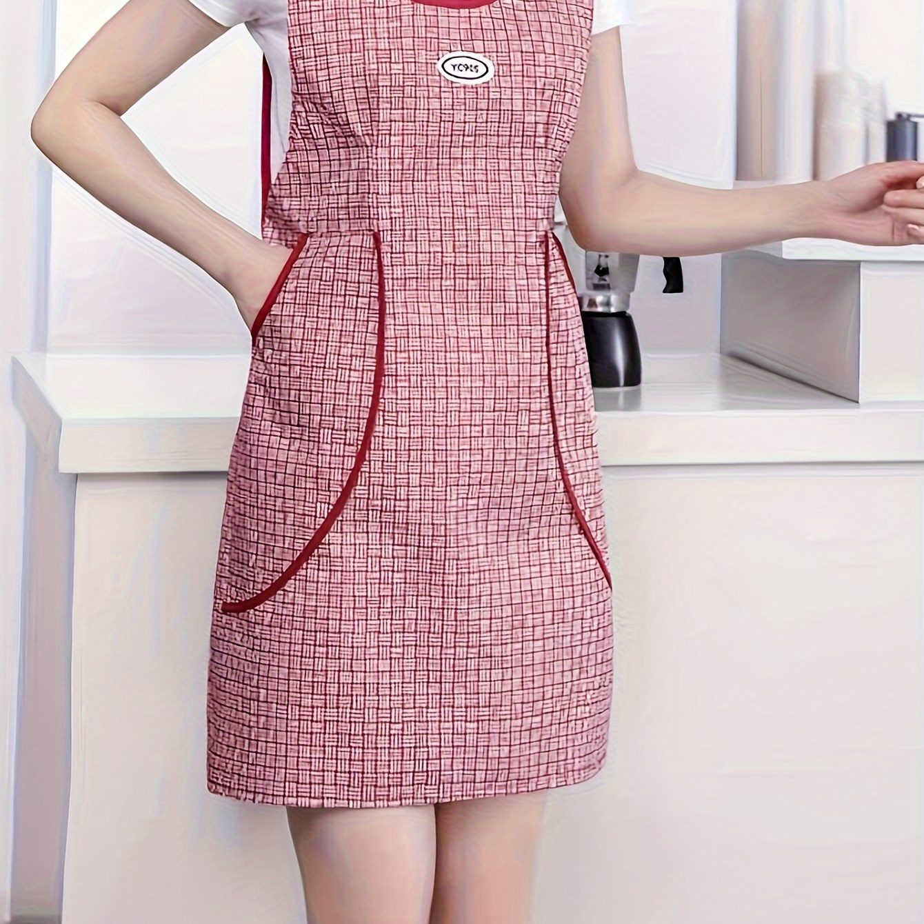 

Stylish Kitchen Apron With Back Tie And Pockets, Fashionable Apron, Suitable For Home, Kitchen, Restaurant, Coffee Shop, All