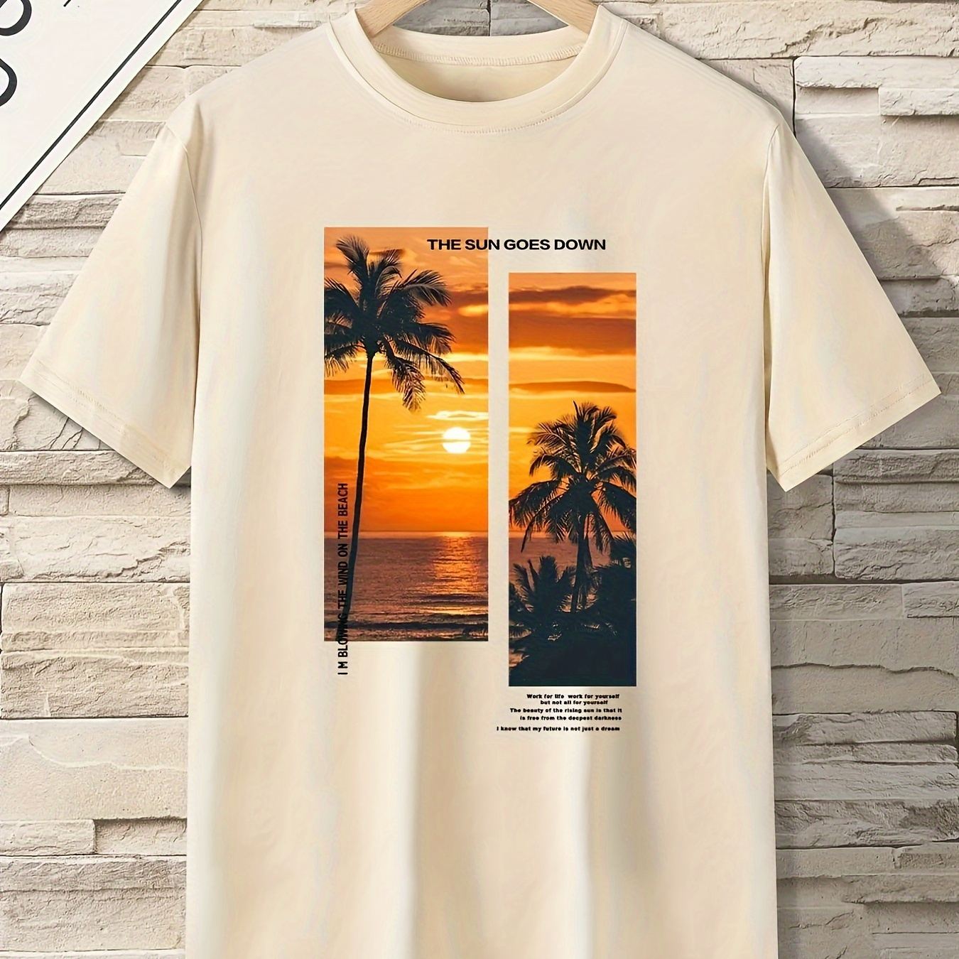

Coconut Tree Print Tee Shirt, Tees For Men, Casual Short Sleeve T-shirt For Summer