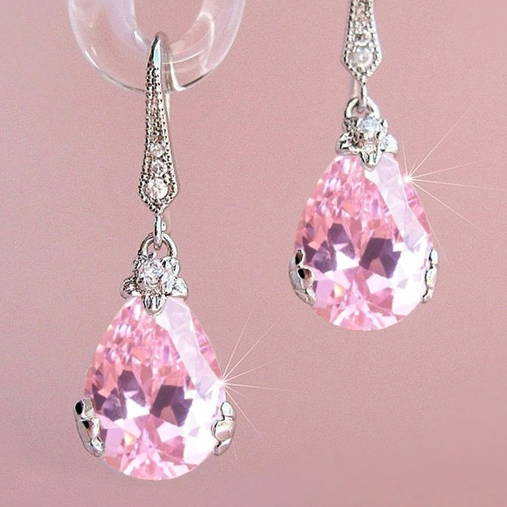 

Water Drop Shape Hook Earrings Elegant Copper Ear Jewelry Decor For Women Wedding Engagement Jewelry