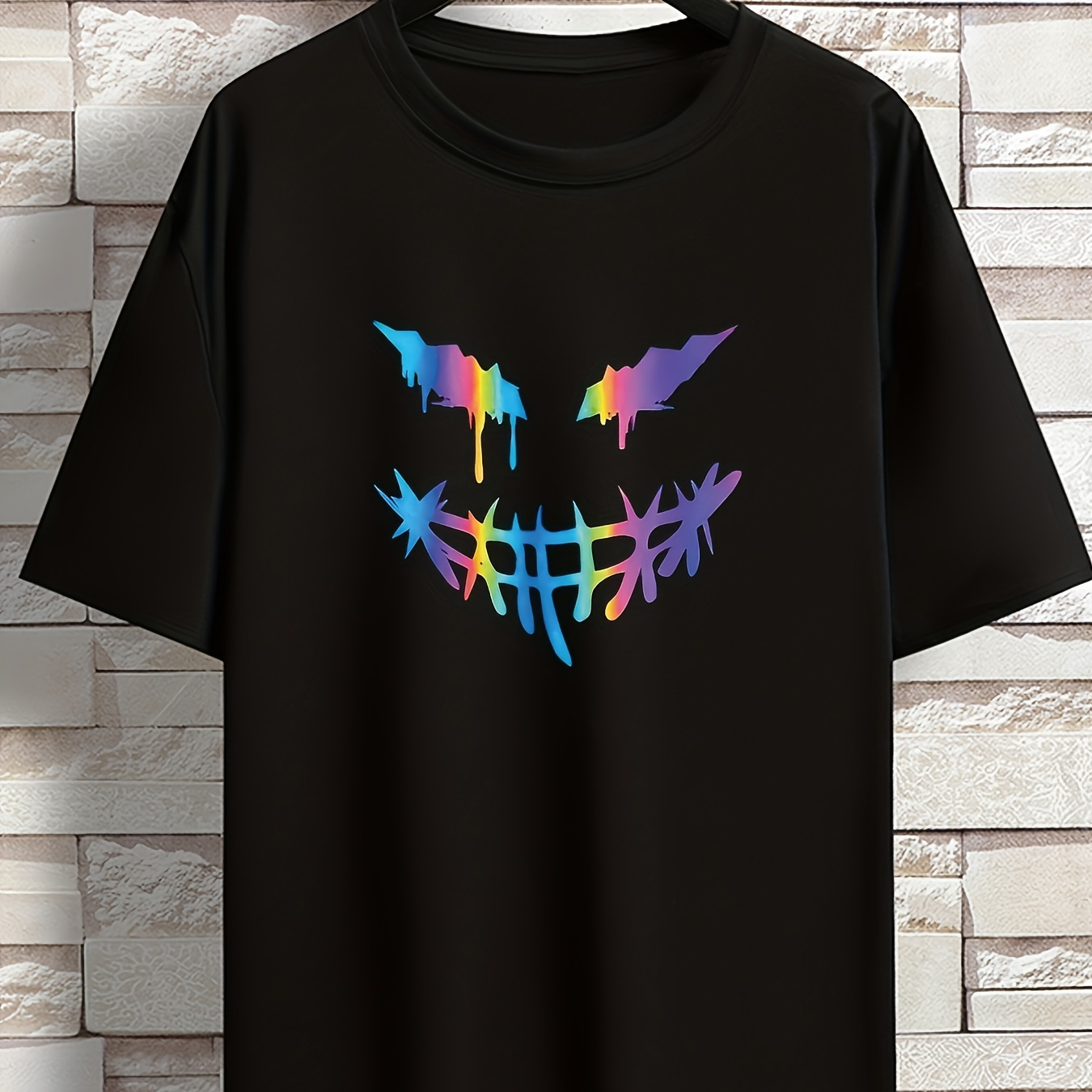 

Men's Casual Trendy Summer Graphic Print Comfortable Crew Neck Short Sleeve T-shirt, Oversized Loose Clothing Plus Size