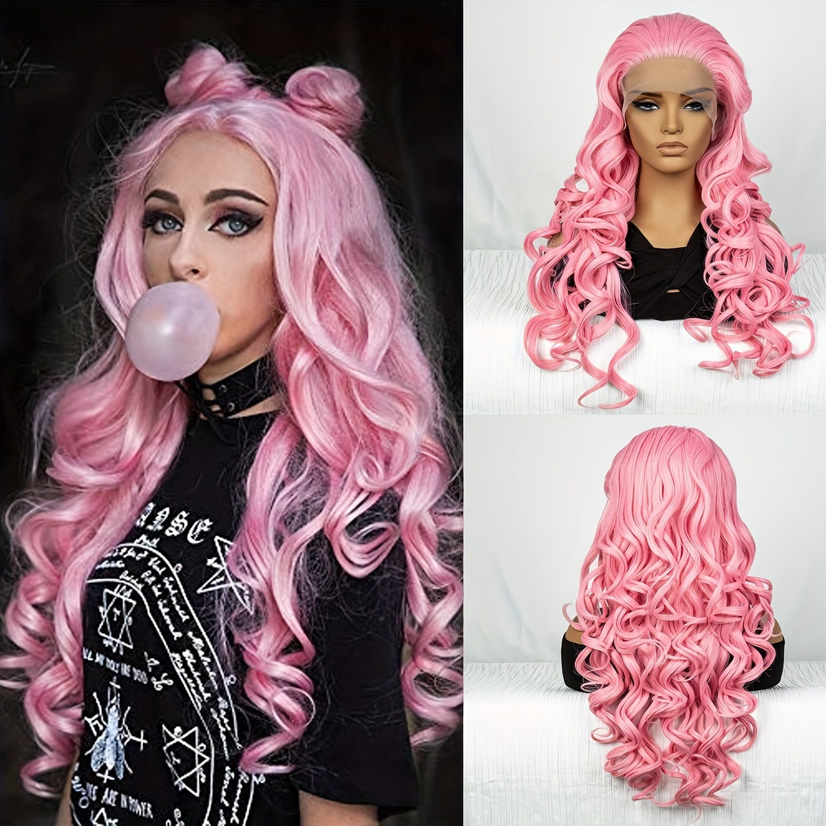 Pink And Blue Lace Front Wigs - Temu