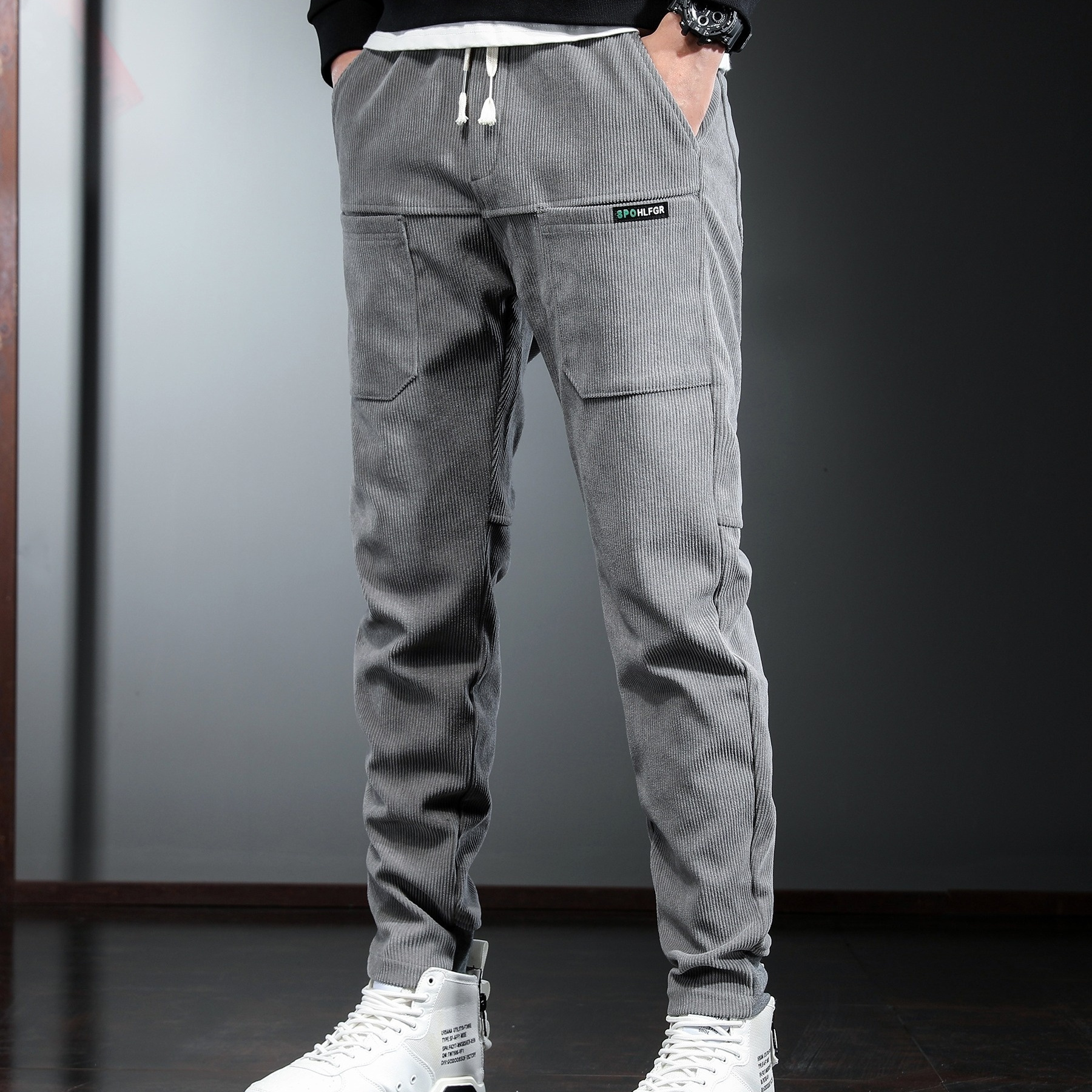 

Men's Stylish Solid Joggers With Pockets, Active Breathable Drawstring Trousers For Spring Fall