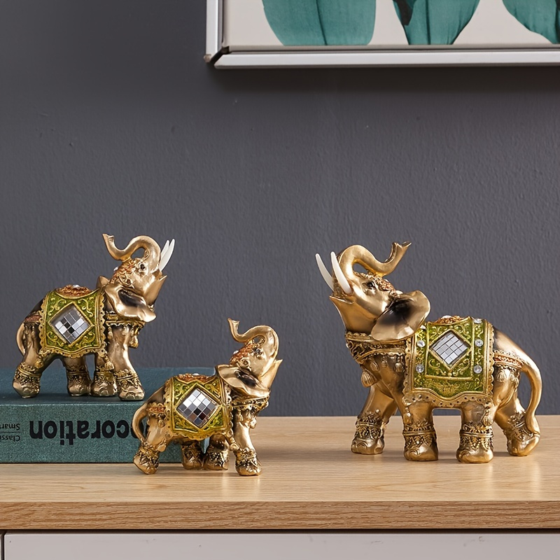 

1pc Elephant Statues, Lucky Animal Sculpture Figurine Lovely Elephants Gift Home Decoration For Home, Office, Hotel