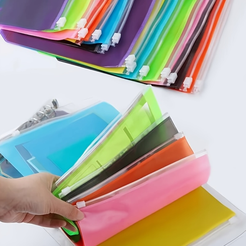 

5pcs A5/a6 Pink Blue Yellow Matte Pvc Zipper Bag Pvc Loose-leaf Notebook Storage Bag Loose-leaf Book