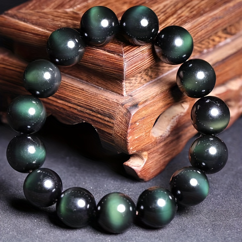 

1pc, Full Green Obsidian Bracelet - Creative Jewelry For Holidays, Birthdays, And Parties