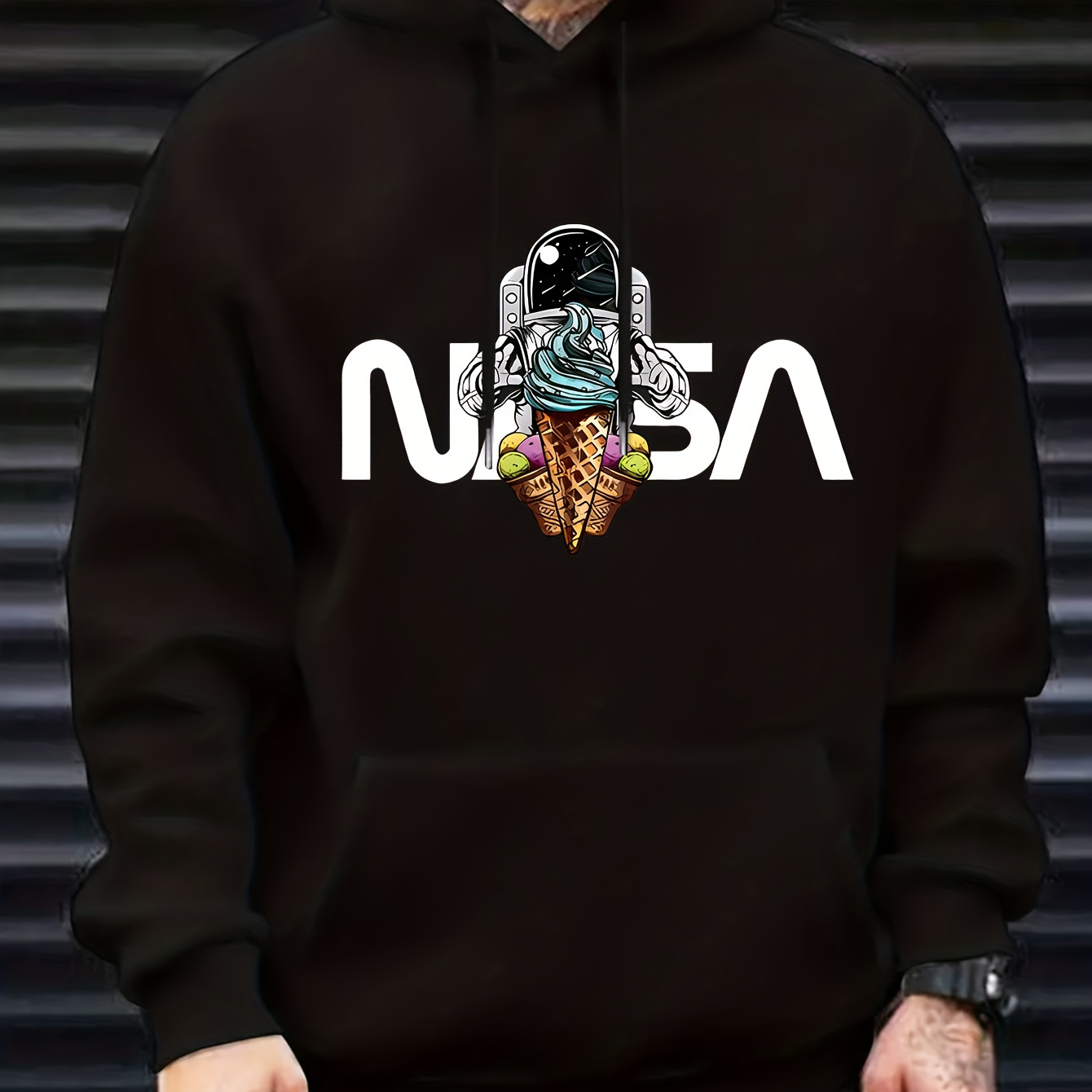 

Sweat À Capuche À Motif D'astronaute De Dessin Animé Avec Poche Kangourou, Sweat-shirt À Capuche Décontracté Pour Hommes