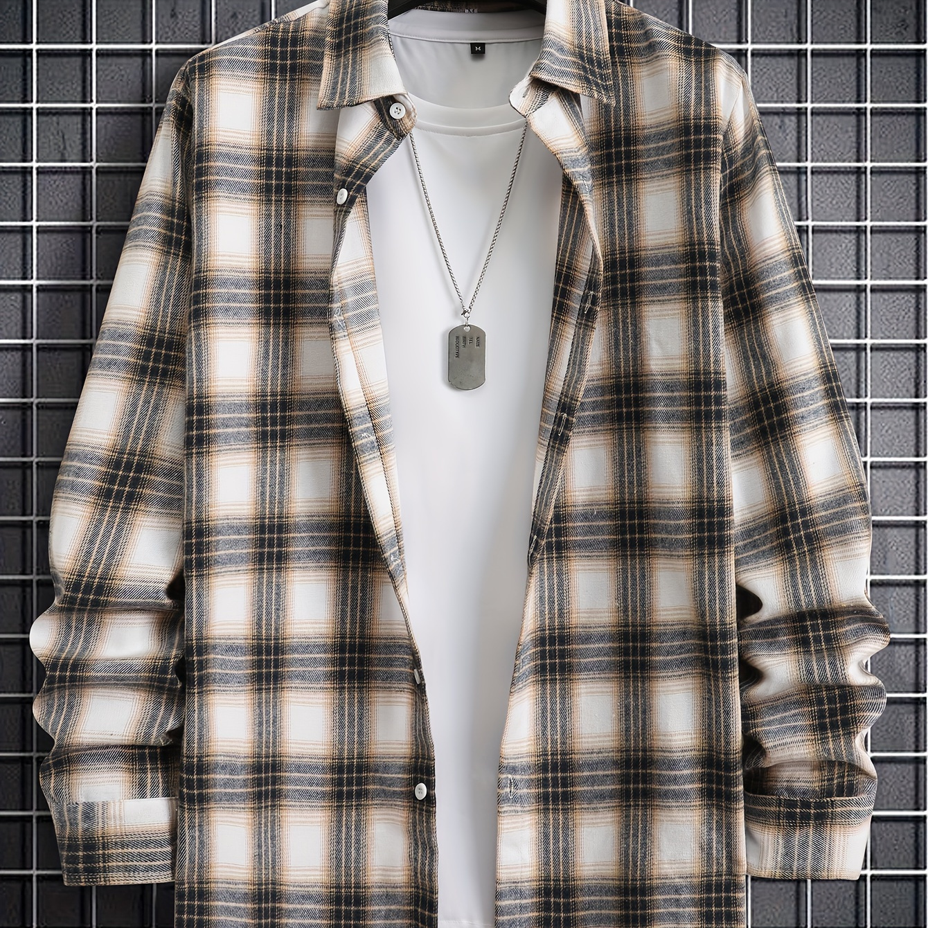 

Men's Casual Long Sleeve Shirt - Polyester, Machine Washable, Non-stretch Fabric For Spring/fall