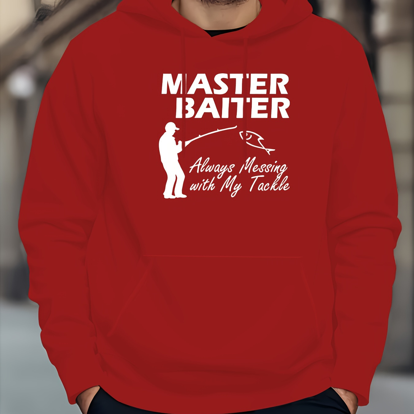 Master Baiter Pattern Print Hooded Sweatshirt Personalized - Temu