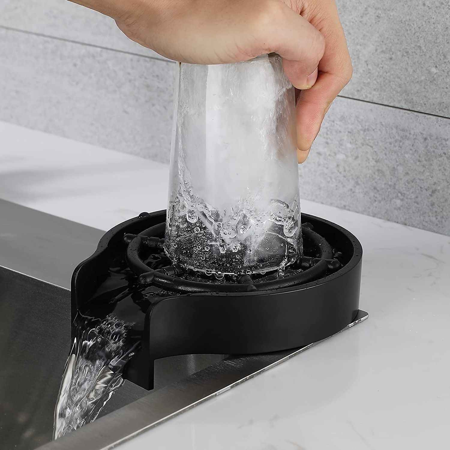 Lave-gobelet automatique Rince-glace Bar Pichet en verre Rince-croûte pour  bière Café Nettoyant Spray Verre Rince-verre Évier Accessoire