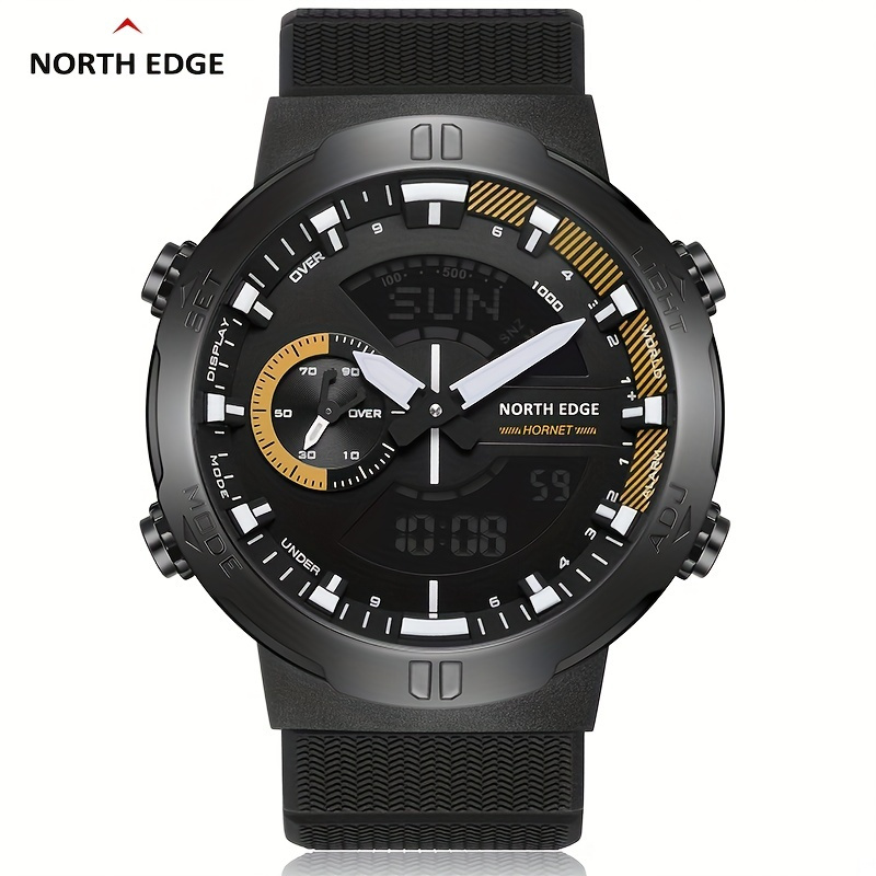 NORTH EDGE Apache Montre de Sport numérique Militaire pour Homme étanche 50  m avec chronomètre Alarme Compte à rebours Double Temps altimètre