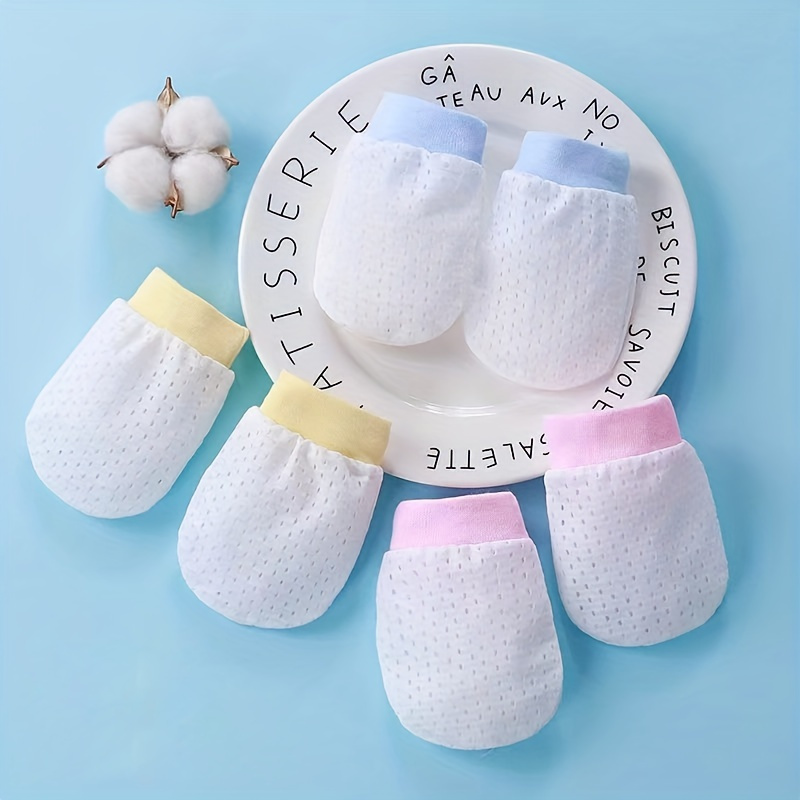 

3 Pairs Of Breathable Mesh Baby Gloves - Anti Scratch Protection For Newborns In Spring & Summer