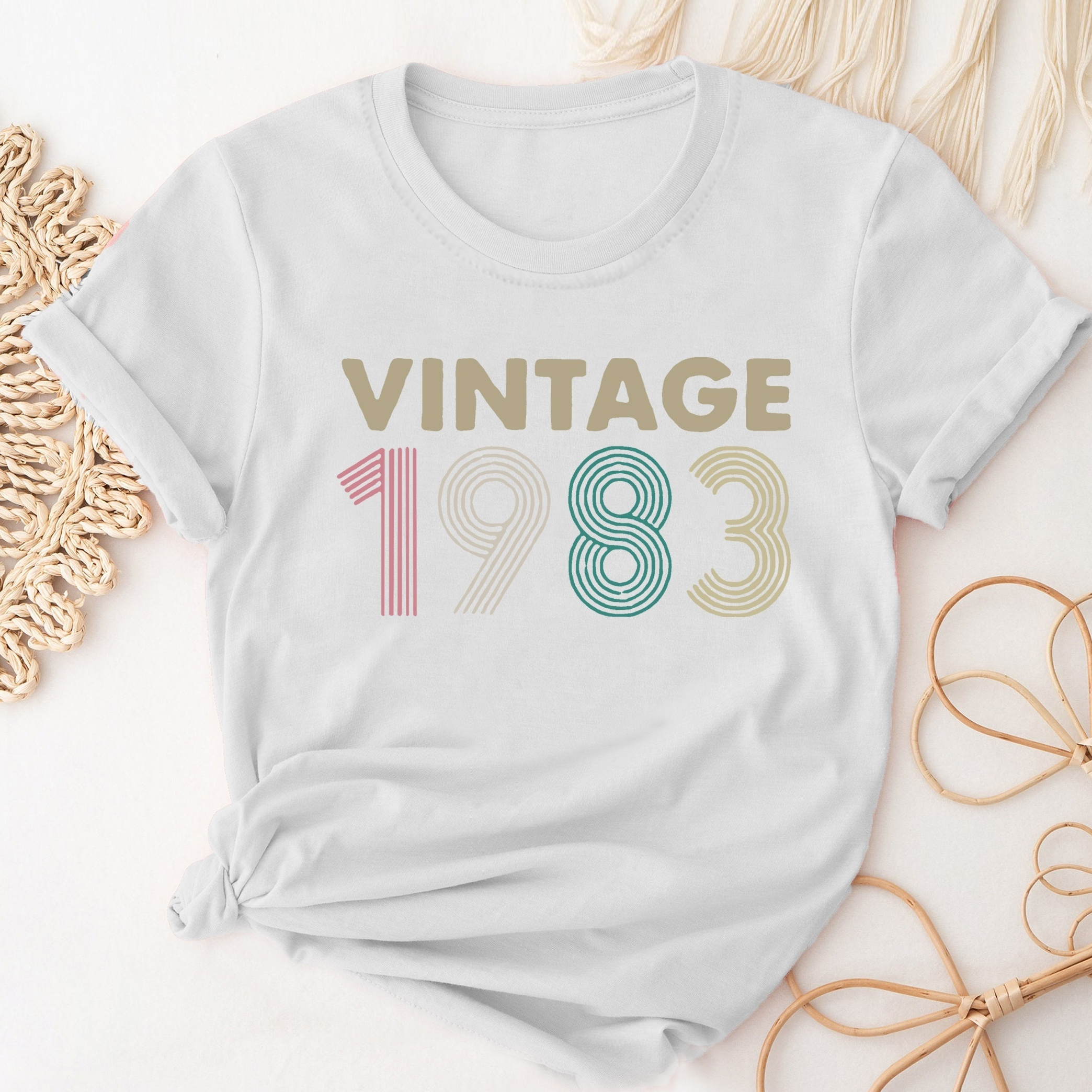

Vintage 1983 Print T-shirt, Short Sleeve Crew Neck Casual Top For All Season, Women's Clothing