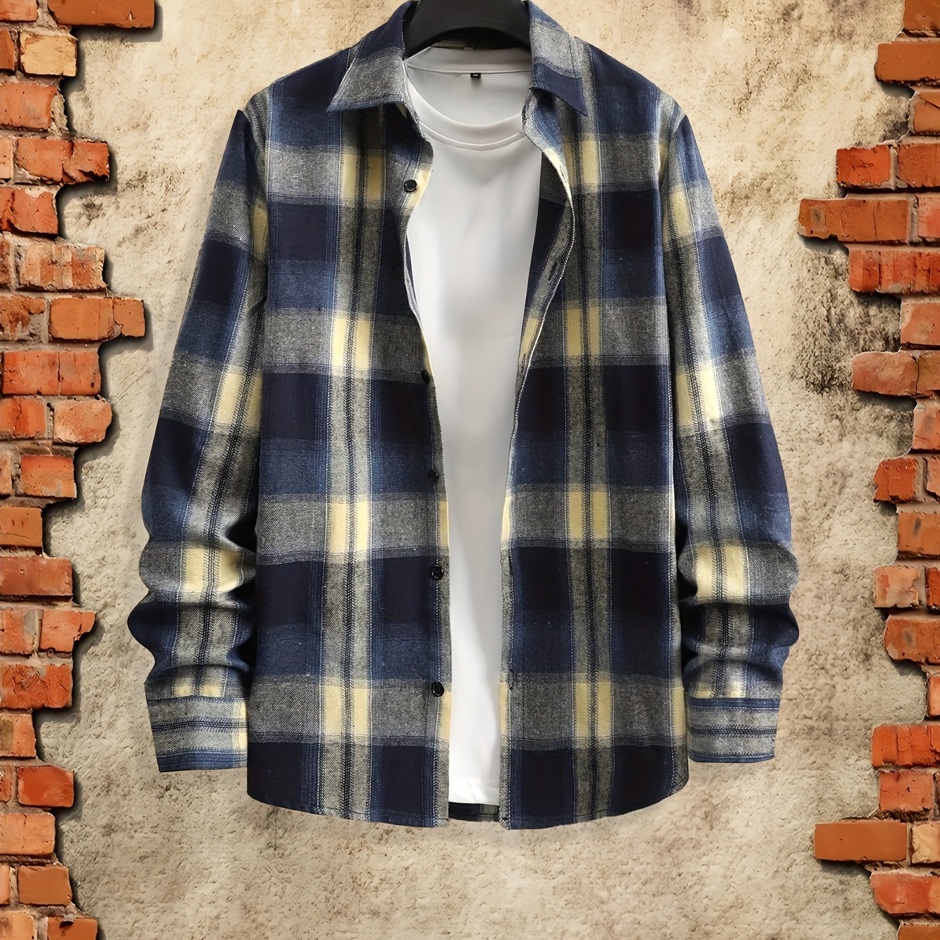 

Men's Preppy Style Casual Plaid Shirt, Long Sleeve Button Up Lapel Casual Shirt For Spring/autumn Casual Daily Wear