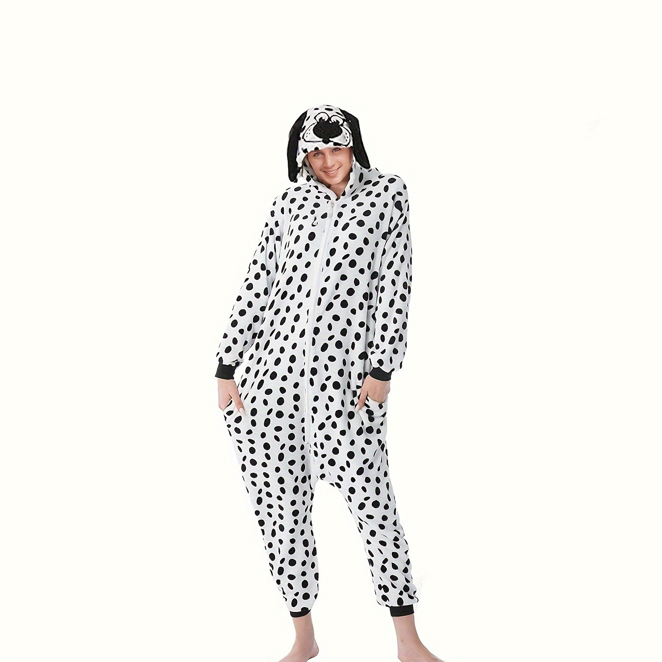 

Kid's Dalmatian Jumpsuits, Button Front Hooded Romper, Flannel Cute Clothing For Boys & Girls