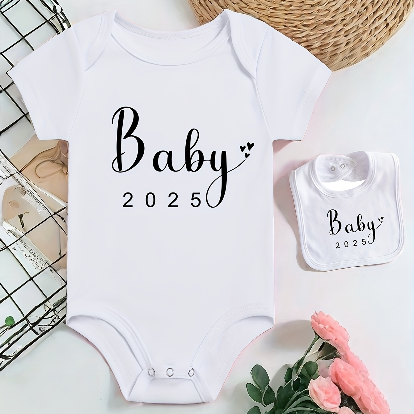 

Baby's Baby 2025 Print Casual Cotton Short Sleeve Triangle Bodysuit & Bib, Toddler & Infant Boy's Onesie