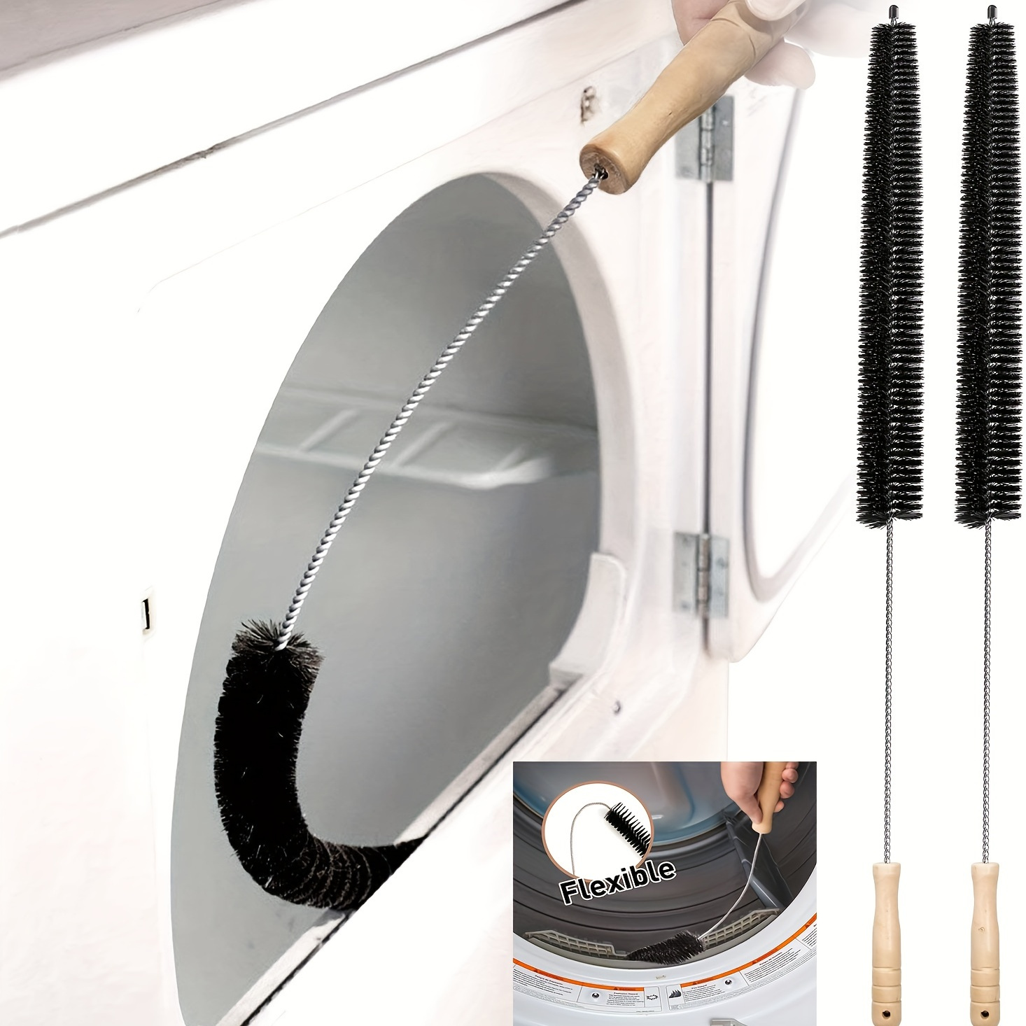 1 Pack Dryer Vent Cleaner Kit Brush 40cm & 75cm Machine Cleaning Brushes, Washing  Machine Dryer Lint Brush Vent Trap Cleaner Long Flexible Refrigerator Coil  Brush, Sewer Brushes