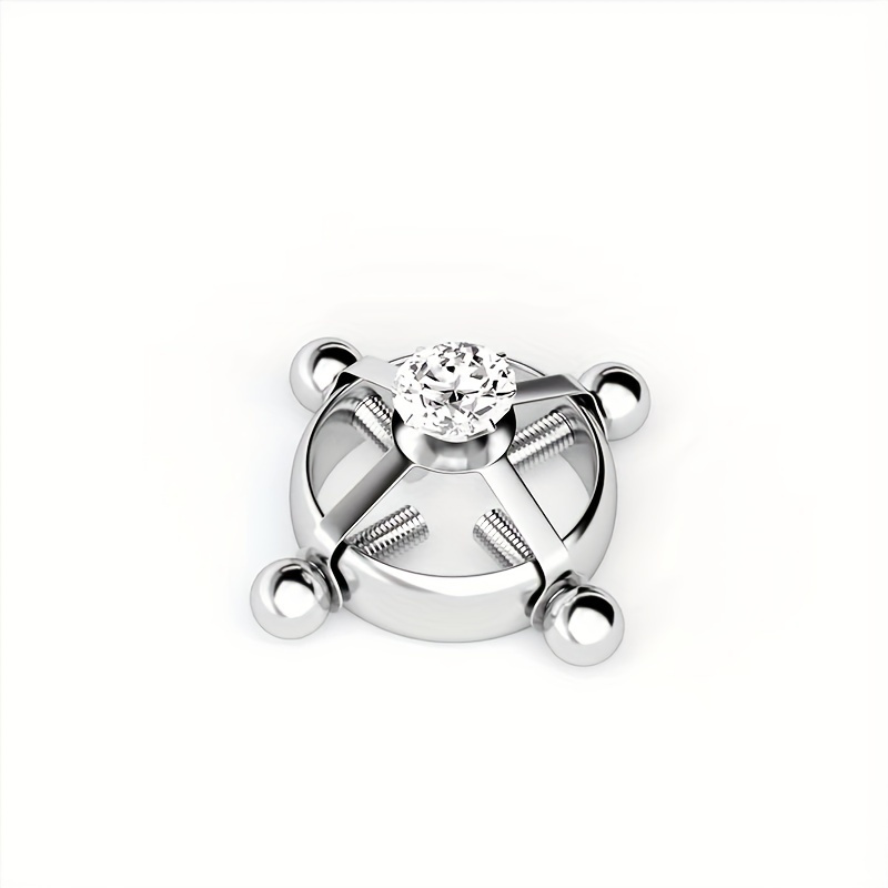 2pcs/set Perfect Piercing Rhinestone Heart Decor Nipple Ring Stainless  Steel For Women & Men No Piercing Needed Septum Body Jewelry
