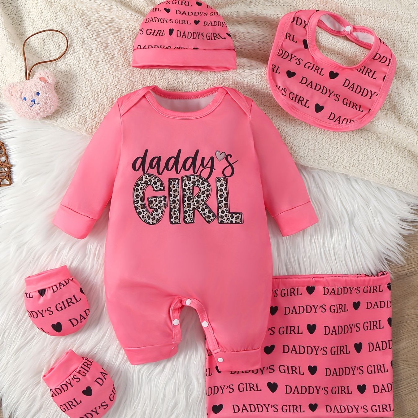 

's "'s Girl" Letter Long + Hat + Bib + Mittens, Toddler & Infant Girl's Bodysuit For Fall